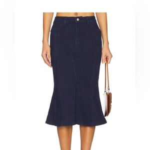 Superdown Dark Denim Midi Skirt S